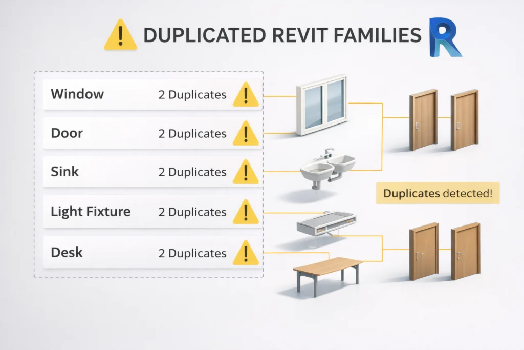 Familias revit duplicadas - Familias Revit duplicadas: cómo detectarlas y eliminarlas