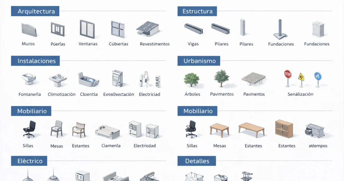 Cómo organizar bibliotecas de familias Revit correctamente biblioteca de familias Revit organizada en carpetas dentro de un flujo de trabajo BIM profesional