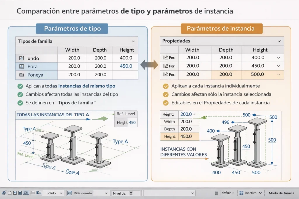 Parámetros familias revit - Parámetros en familias Revit explicados - Parámetros