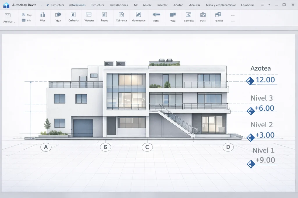 Niveles y rejillas Revit - Cómo configurar niveles y rejillas - Niveles